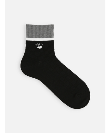 【Tabio MEN】刺繍切替ミニブロックリンクスショート丈ソックス