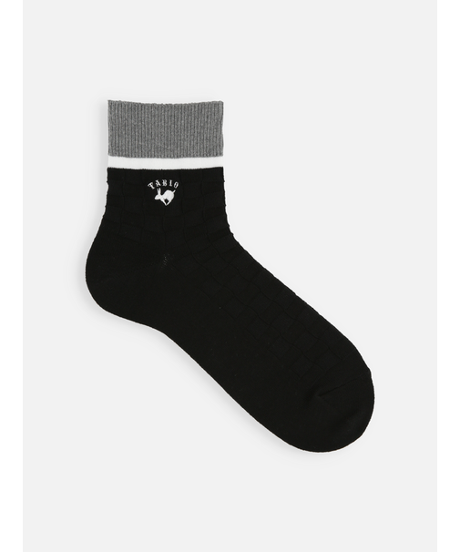 【Tabio MEN】刺繍切替ミニブロックリンクスショート丈ソックス