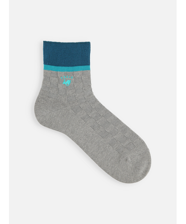 【Tabio MEN】刺繍切替ミニブロックリンクスショート丈ソックス