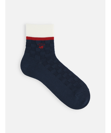 【Tabio MEN】刺繍切替ミニブロックリンクスショート丈ソックス