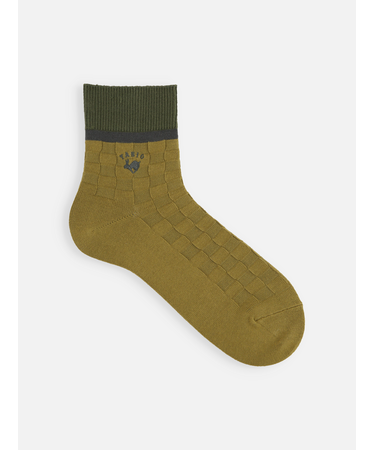 【Tabio MEN】刺繍切替ミニブロックリンクスショート丈ソックス