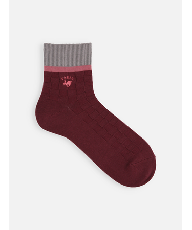 【Tabio MEN】刺繍切替ミニブロックリンクスショート丈ソックス