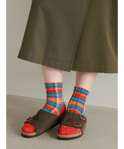 カラフルマドラスチェックショートソックス