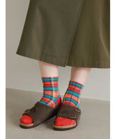 カラフルマドラスチェックショートソックス