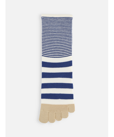 指切替ボーダーゴムなし五本指ソックス