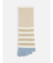 指切替ボーダーゴムなし五本指ソックス