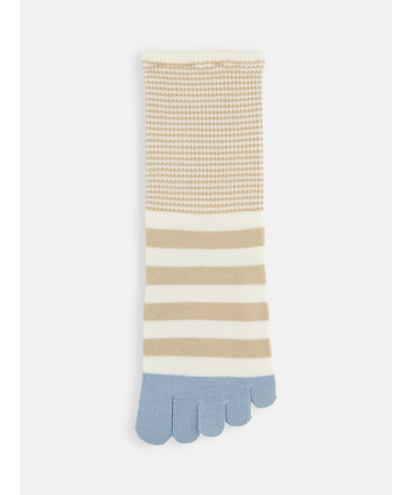 指切替ボーダーゴムなし五本指ソックス