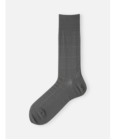 【Tabio MEN】連続シルケット加工/チェックレギュラー丈ソックス(27.0～29.0cm)