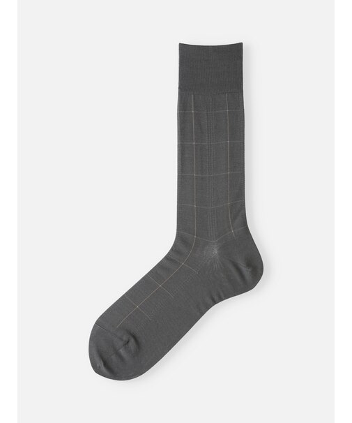 【Tabio MEN】連続シルケット加工/チェックレギュラー丈ソックス(27.0～29.0cm)