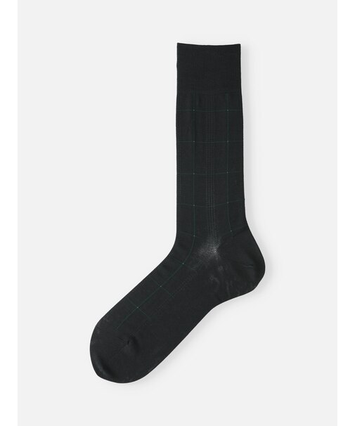 【Tabio MEN】連続シルケット加工/チェックレギュラー丈ソックス(27.0～29.0cm)