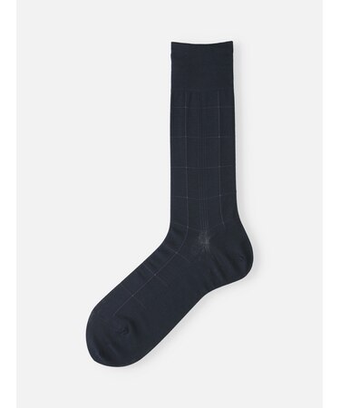【Tabio MEN】連続シルケット加工/チェックレギュラー丈ソックス(27.0～29.0cm)