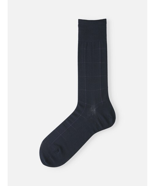【Tabio MEN】連続シルケット加工/チェックレギュラー丈ソックス(27.0～29.0cm)