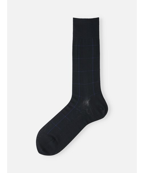 【Tabio MEN】連続シルケット加工/チェックレギュラー丈ソックス(27.0～29.0cm)