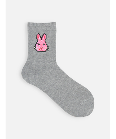 ジュニアサイズ 綿ピクセルアートソックス 22～24cm