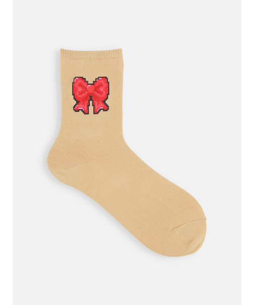 ジュニアサイズ 綿ピクセルアートソックス 22～24cm