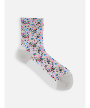 シアーグリッターラメモザイクフラワーショートソックス