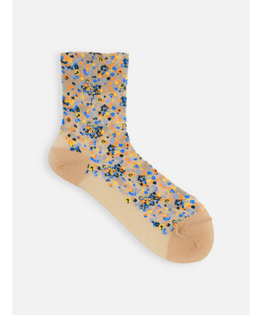 シアーグリッターラメモザイクフラワーショートソックス