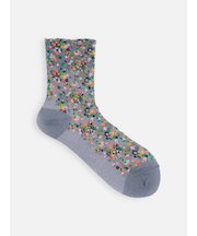 シアーグリッターラメモザイクフラワーショートソックス