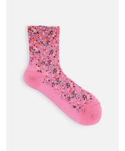 シアーグリッターラメモザイクフラワーショートソックス