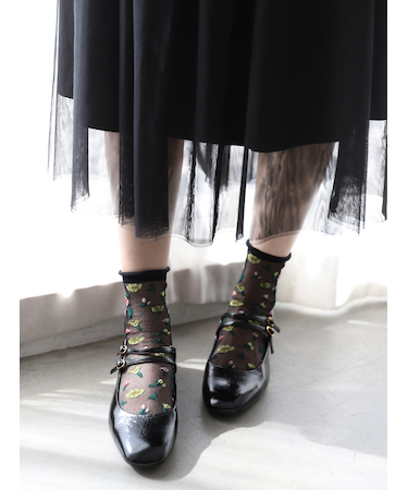 シアーフローラルショートソックス