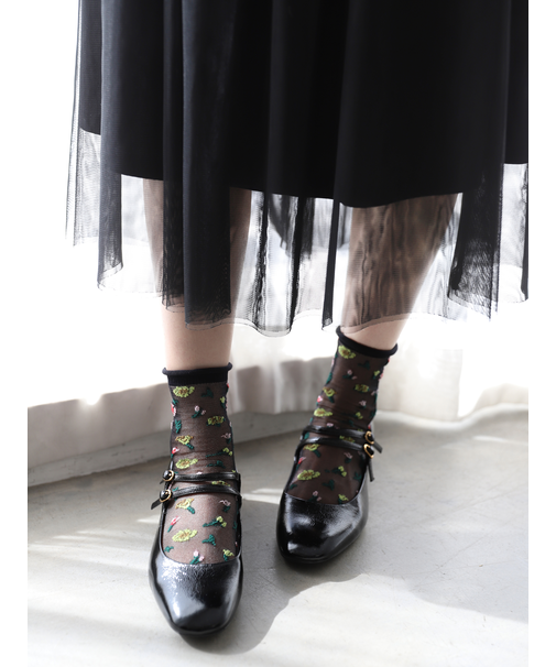 シアーフローラルショートソックス