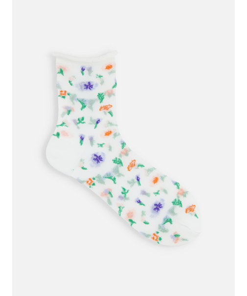 シアーフローラルショートソックス