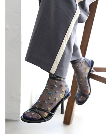 シアーフローラルショートソックス