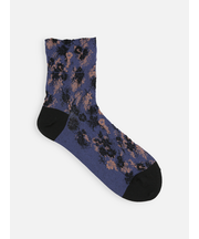 綿麻クレープにじみフラワーフロートショートソックス