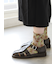 綿麻クレープにじみフラワーフロートショートソックス