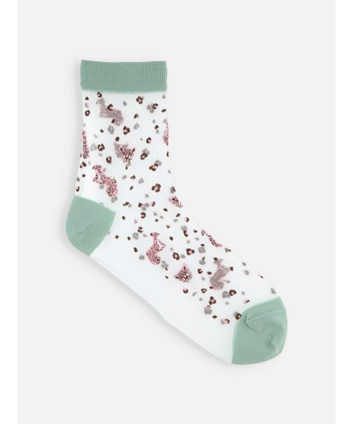 シースルーレオパードショートソックス