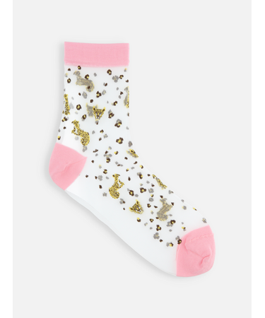 シースルーレオパードショートソックス