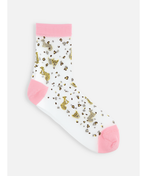 シースルーレオパードショートソックス