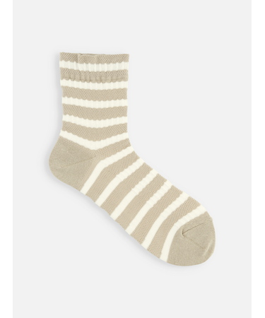 綿麻メッシュフロートボーダーショートソックス