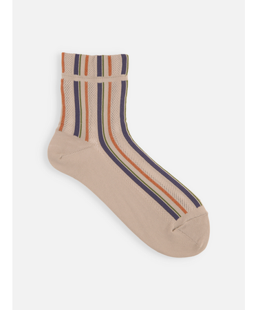 ドライ サマーカラーストライプメッシュショートソックス