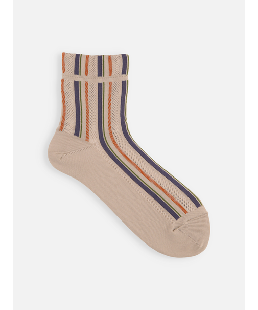 ドライ サマーカラーストライプメッシュショートソックス