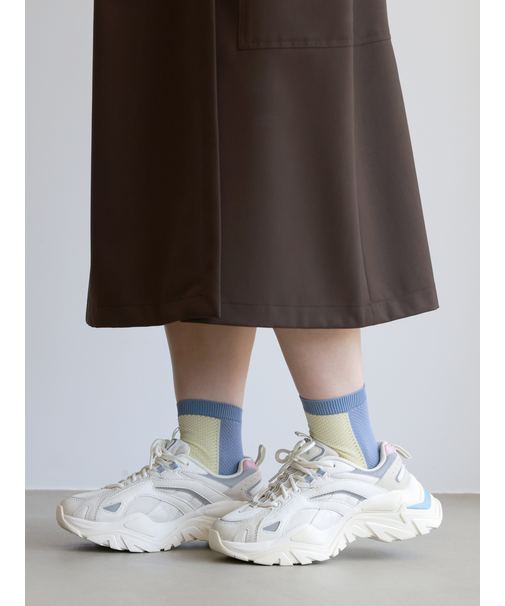 ドライ メッシュバイカラーショートソックス