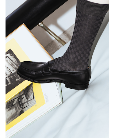 【Tabio MEN】綿麻市松フェードリンクスレギュラー丈ソックス