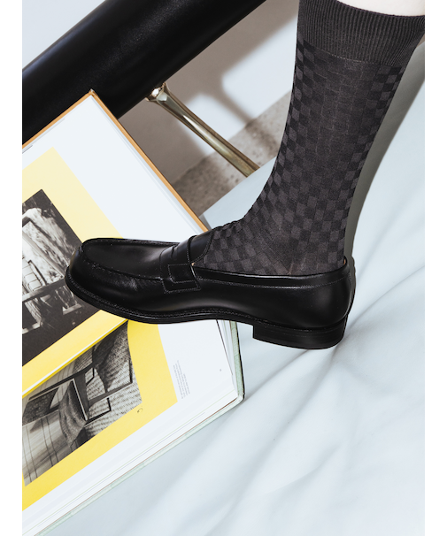 【Tabio MEN】綿麻市松フェードリンクスレギュラー丈ソックス