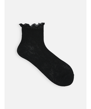 麻ガーゼ調1×1リブメロウショートソックス