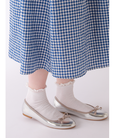 麻ガーゼ調1×1リブメロウショートソックス