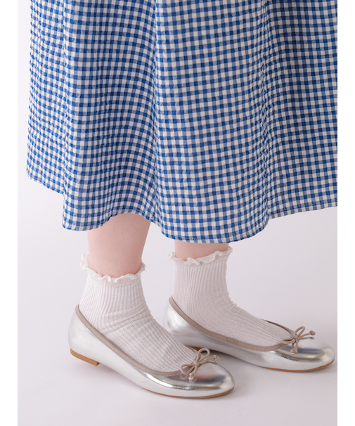 麻ガーゼ調1×1リブメロウショートソックス