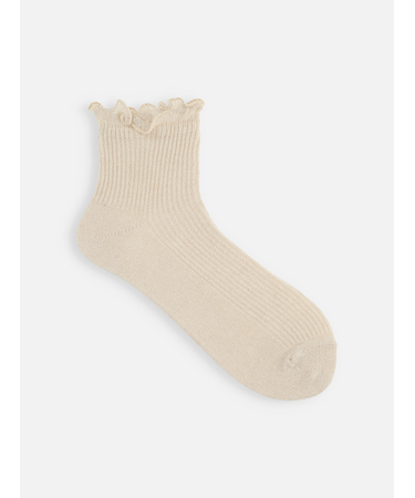 麻ガーゼ調1×1リブメロウショートソックス