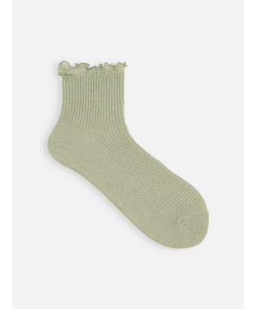 麻ガーゼ調1×1リブメロウショートソックス