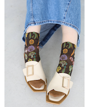 綿麻クレープベジフロートショートソックス