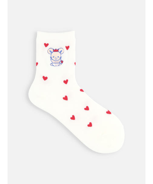 チュッピー刺繍ハートパターンショートソックス