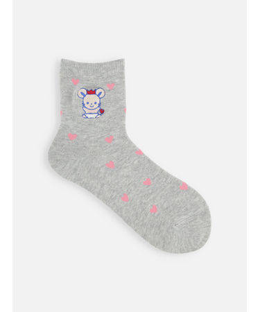 チュッピー刺繍ハートパターンショートソックス