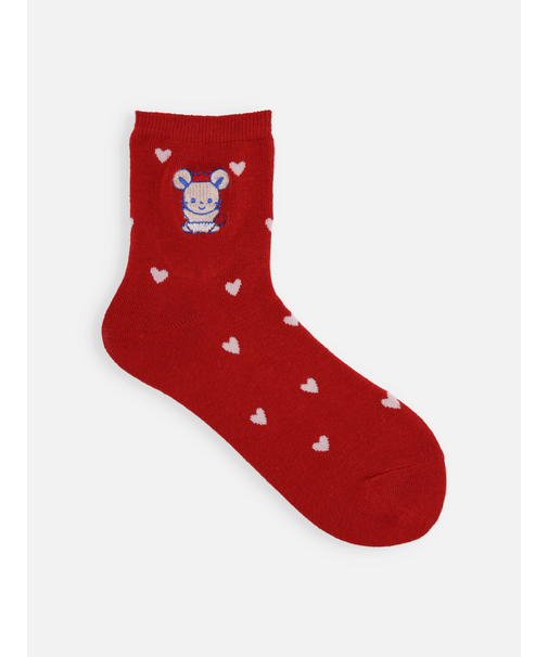 チュッピー刺繍ハートパターンショートソックス