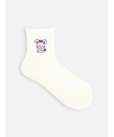 チュッピー刺繍パイル無地ショートソックス