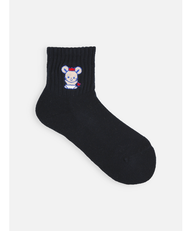 チュッピー刺繍パイル無地ショートソックス