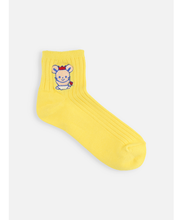 キッズ チュッピー刺繍コットンリブショートソックス 19～21cm